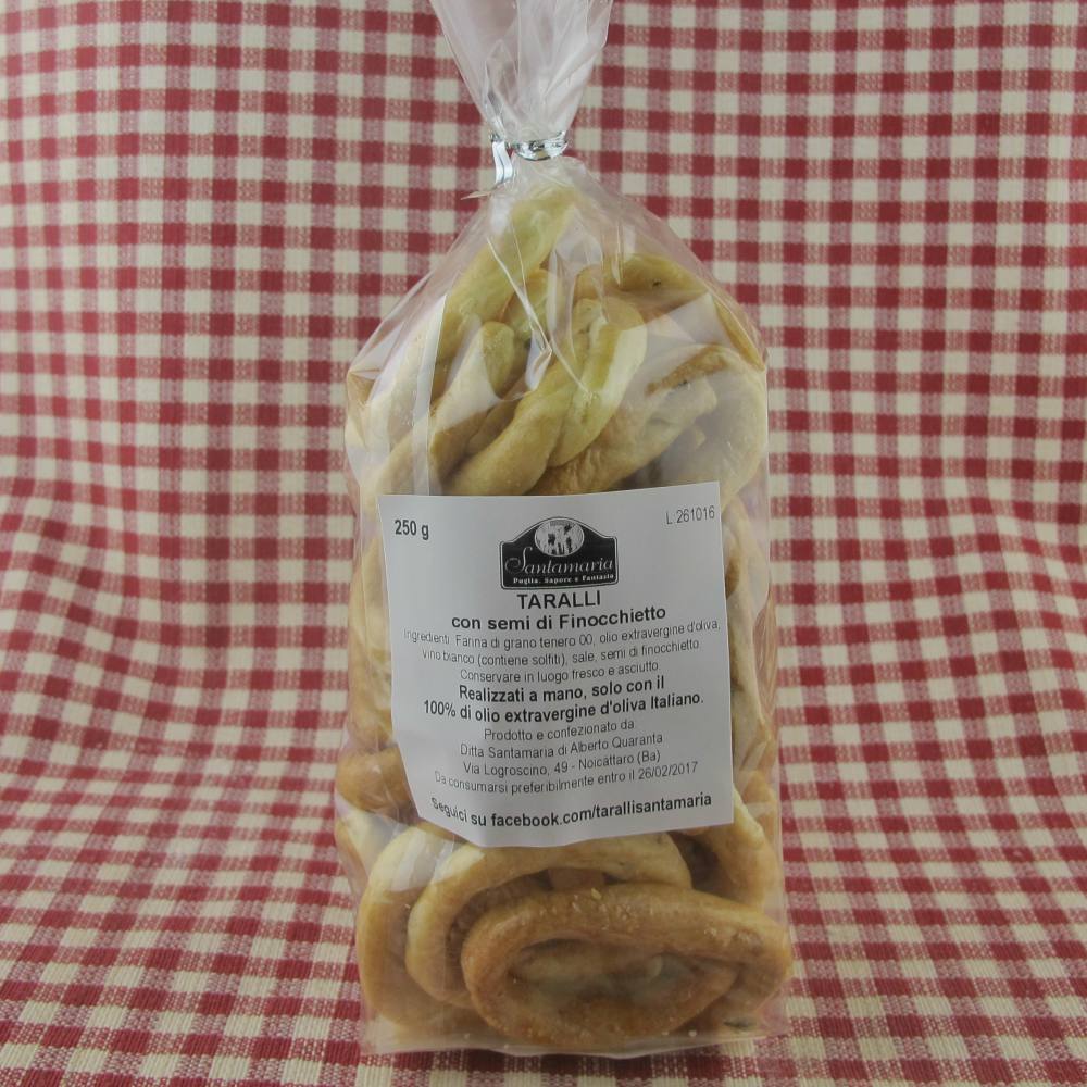 Taralli Santamaria con semi di finocchietto detti al finocchio gr 250