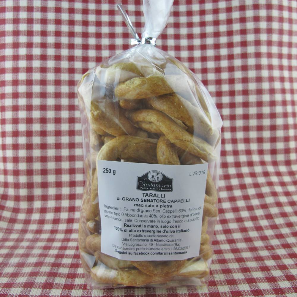 Taralli Santamaria con farina di Grano Senatore Cappelli macinato a pietra gr 250